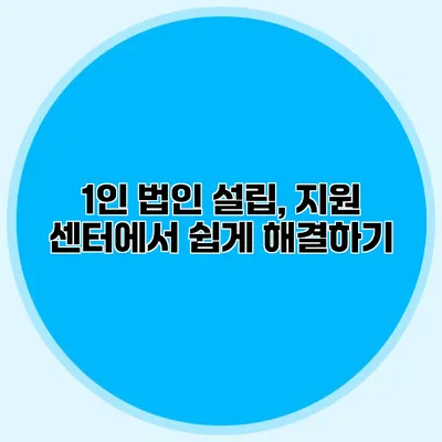 1인 법인 설립, 지원 센터에서 쉽게 해결하기