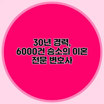 30년 경력, 6000건 승소의 이혼 전문 변호사