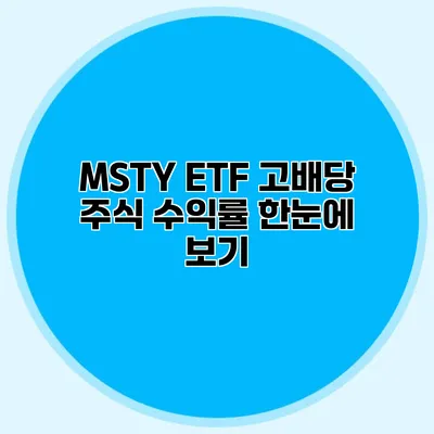 MSTY ETF 고배당 주식 수익률 한눈에 보기