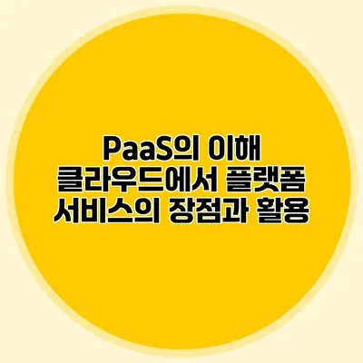 PaaS의 이해 클라우드에서 플랫폼 서비스의 장점과 활용