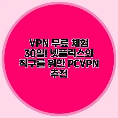 VPN 무료 체험 30일! 넷플릭스와 직구를 위한 PCVPN 추천