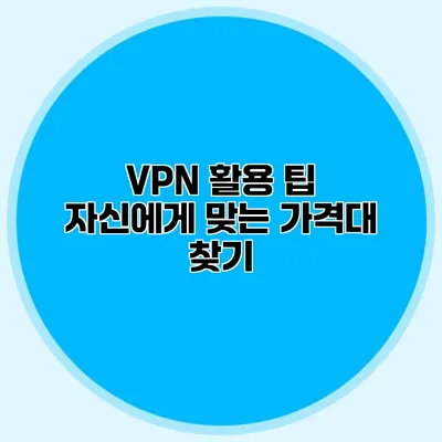 VPN 활용 팁 자신에게 맞는 가격대 찾기