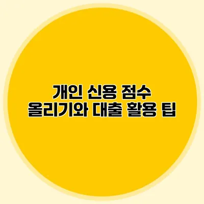 개인 신용 점수 올리기와 대출 활용 팁