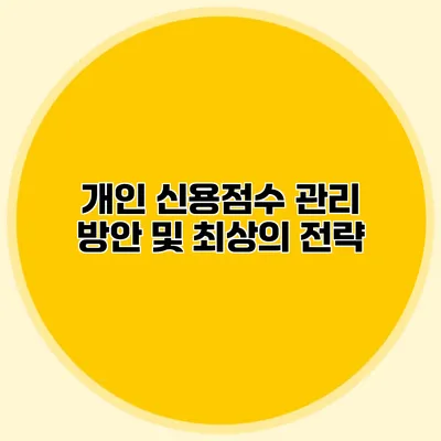 개인 신용점수 관리 방안 및 최상의 전략