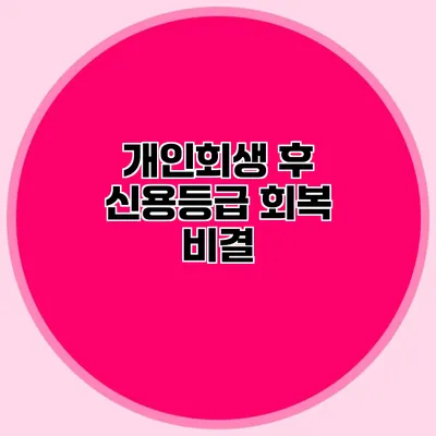 개인회생 후 신용등급 회복 비결