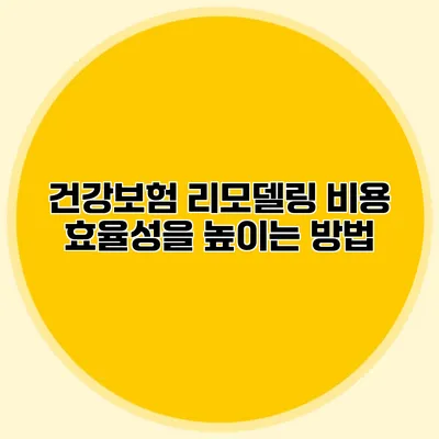 건강보험 리모델링 비용 효율성을 높이는 방법