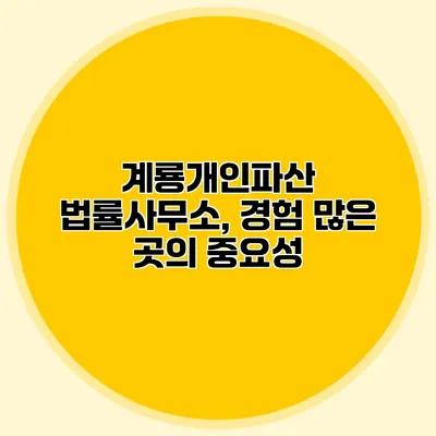 계룡개인파산 법률사무소, 경험 많은 곳의 중요성