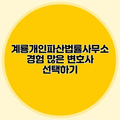 계룡개인파산법률사무소 경험 많은 변호사 선택하기