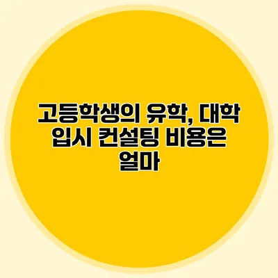 고등학생의 유학, 대학 입시 컨설팅 비용은 얼마?