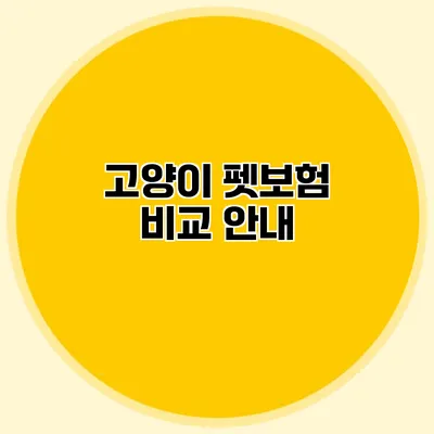 고양이 펫보험 비교 안내