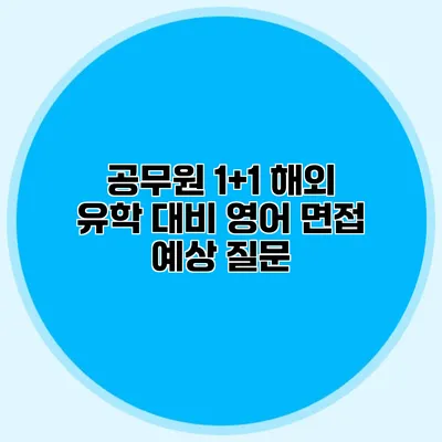 공무원 1+1 해외 유학 대비 영어 면접 예상 질문