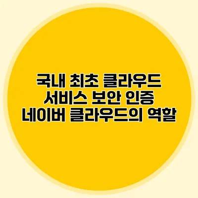 국내 최초 클라우드 서비스 보안 인증 네이버 클라우드의 역할