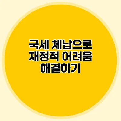 국세 체납으로 재정적 어려움 해결하기