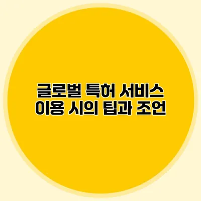 글로벌 특허 서비스 이용 시의 팁과 조언