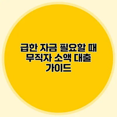 급한 자금 필요할 때 무직자 소액 대출 가이드