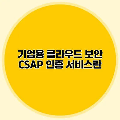 기업용 클라우드 보안 CSAP 인증 서비스란?