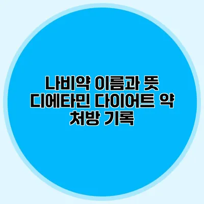 나비약 이름과 뜻 디에타민 다이어트 약 처방 기록