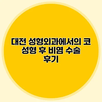 대전 성형외과에서의 코 성형 후 비염 수술 후기