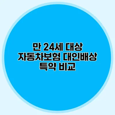 만 24세 대상 자동차보험 대인배상 특약 비교