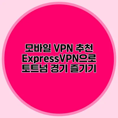 모바일 VPN 추천 ExpressVPN으로 토트넘 경기 즐기기