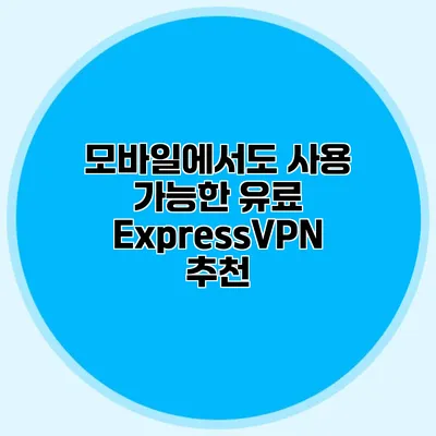 모바일에서도 사용 가능한 유료 ExpressVPN 추천