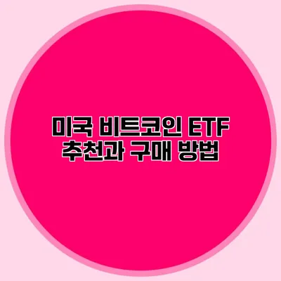 미국 비트코인 ETF 추천과 구매 방법