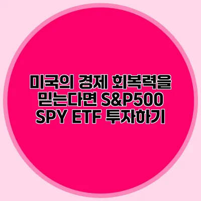 미국의 경제 회복력을 믿는다면 S&P500 SPY ETF 투자하기