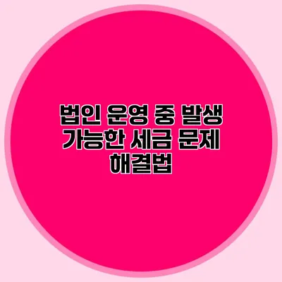 법인 운영 중 발생 가능한 세금 문제 해결법