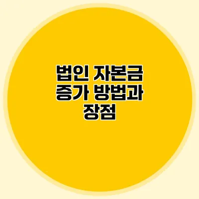 법인 자본금 증가 방법과 장점