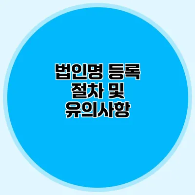 법인명 등록 절차 및 유의사항