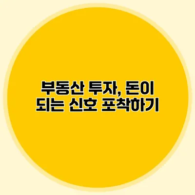 부동산 투자, 돈이 되는 신호 포착하기