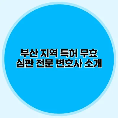 부산 지역 특허 무효 심판 전문 변호사 소개