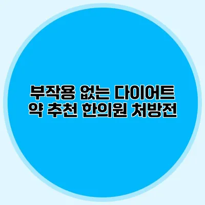 부작용 없는 다이어트 약 추천 한의원 처방전