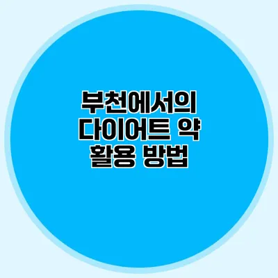 부천에서의 다이어트 약 활용 방법