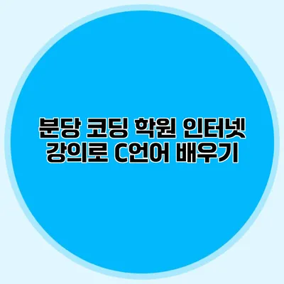 분당 코딩 학원 인터넷 강의로 C언어 배우기