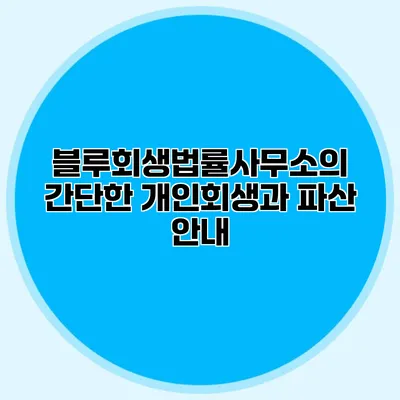 블루회생법률사무소의 간단한 개인회생과 파산 안내