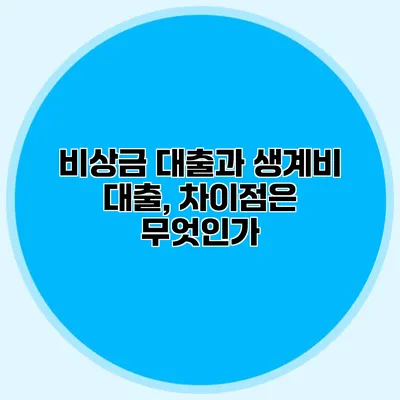 비상금 대출과 생계비 대출, 차이점은 무엇인가?