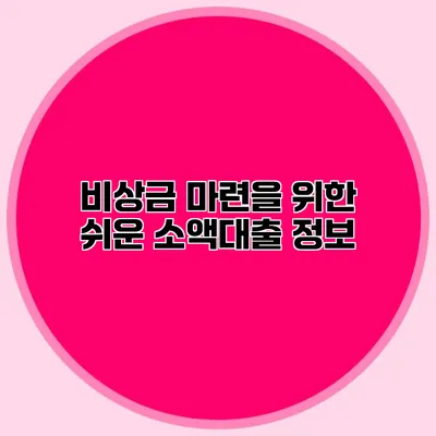 비상금 마련을 위한 쉬운 소액대출 정보