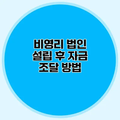 비영리 법인 설립 후 자금 조달 방법