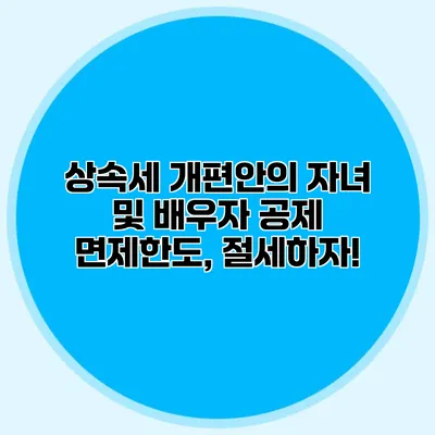 상속세 개편안의 자녀 및 배우자 공제 면제한도, 절세하자!