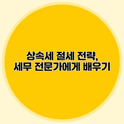 상속세 절세 전략, 세무 전문가에게 배우기