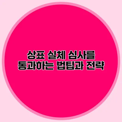 상표 실체 심사를 통과하는 법팁과 전략