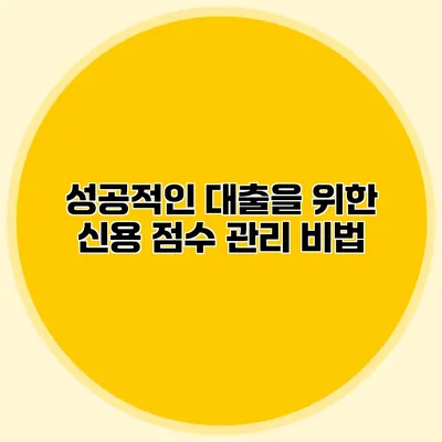 성공적인 대출을 위한 신용 점수 관리 비법