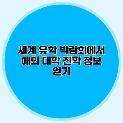 세계 유학 박람회에서 해외 대학 진학 정보 얻기