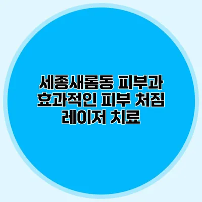 세종새롬동 피부과 효과적인 피부 처짐 레이저 치료