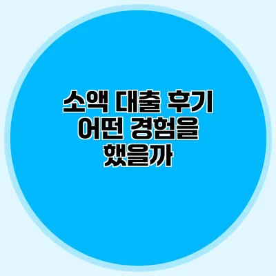 소액 대출 후기 어떤 경험을 했을까?