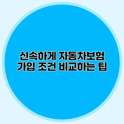 신속하게 자동차보험 가입 조건 비교하는 팁