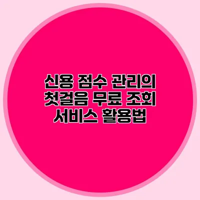 신용 점수 관리의 첫걸음 무료 조회 서비스 활용법