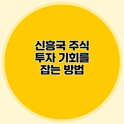 신흥국 주식 투자 기회를 잡는 방법