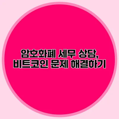 암호화폐 세무 상담, 비트코인 문제 해결하기